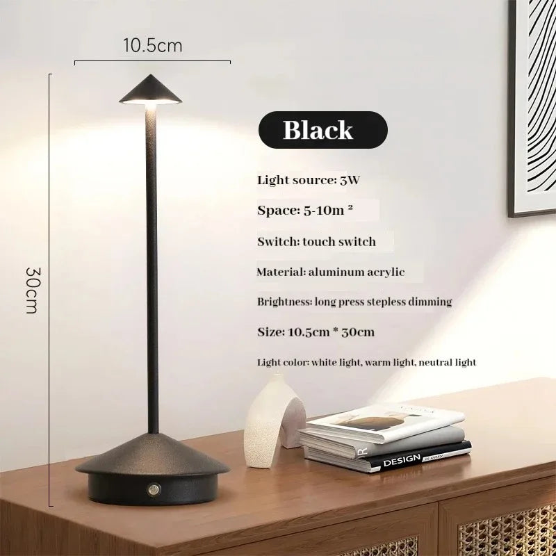 LED Table Lamp Rechargeable Touch Sensor Cordless Desk Lamp 3 Colors Bedside Creative Ambient Light Bar Room Decor Night Light