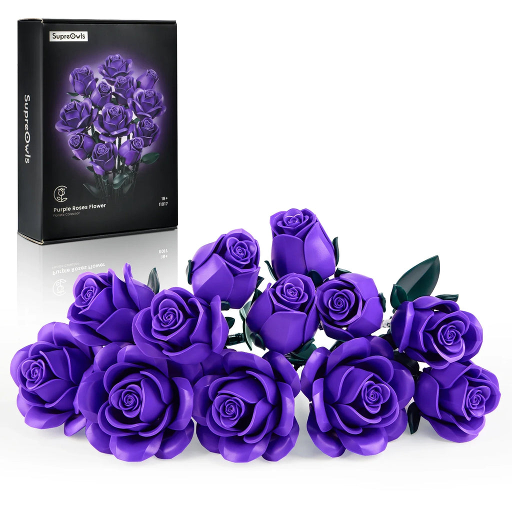 Artificial Purple Roses Bouquet – Faux Flower Arrangement for Home Decor & Gifting