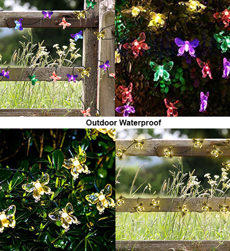 Solar Butterfly String Lights Decorative Ambient Lighting Waterproof Outdoor LED