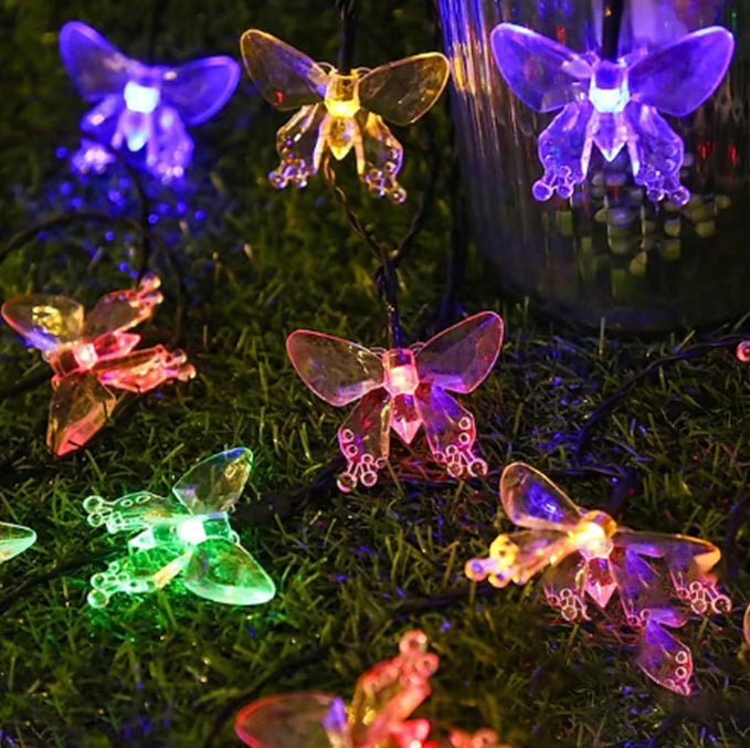 Solar Butterfly String Lights Decorative Ambient Lighting Waterproof Outdoor LED