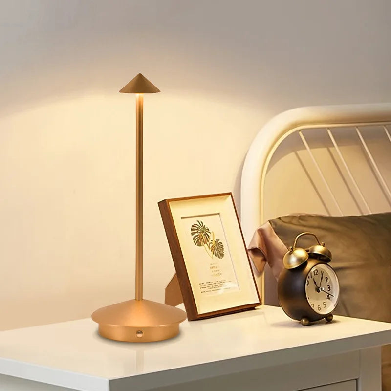 LED Table Lamp Rechargeable Touch Sensor Cordless Desk Lamp 3 Colors Bedside Creative Ambient Light Bar Room Decor Night Light