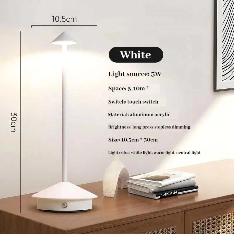 LED Table Lamp Rechargeable Touch Sensor Cordless Desk Lamp 3 Colors Bedside Creative Ambient Light Bar Room Decor Night Light