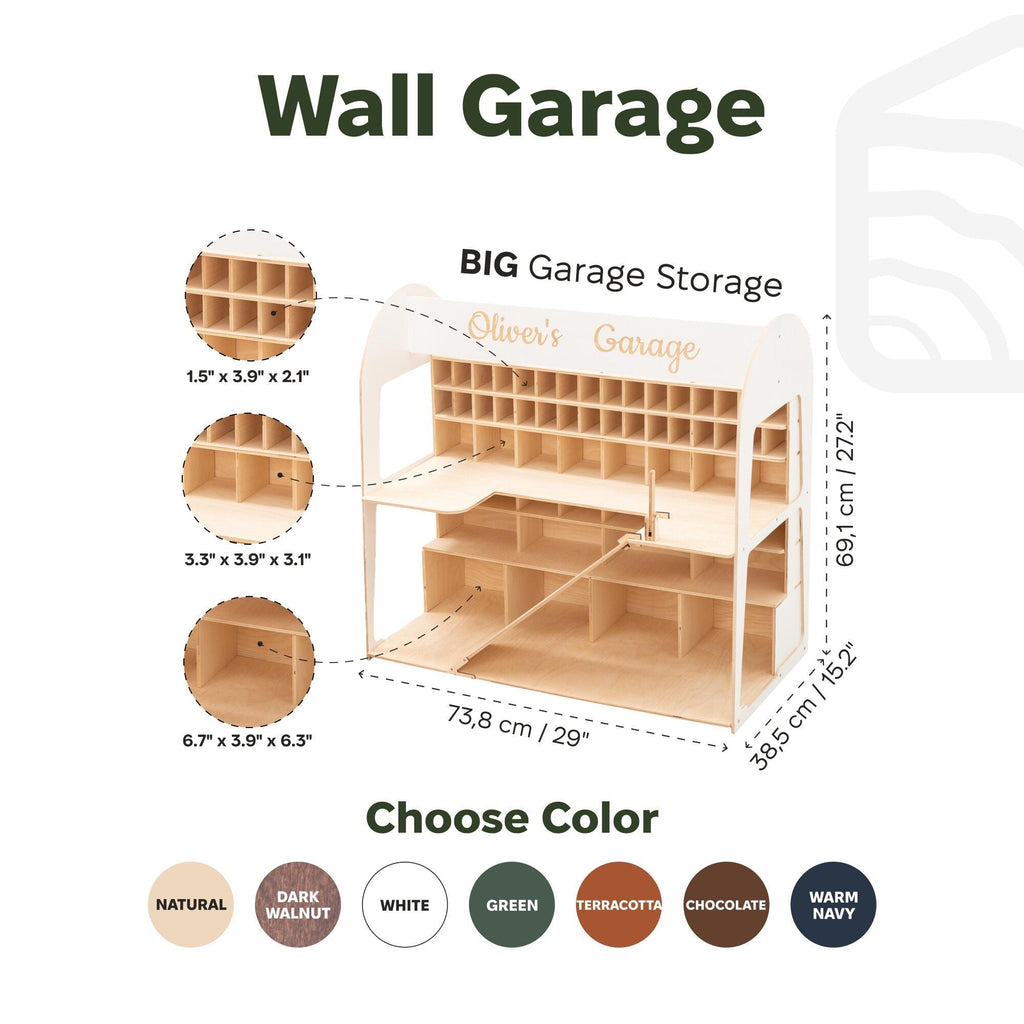 Toy Car Garage Storage - Natural