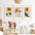 Botanical Wall Decor Sunflower Floral Print Set of 3