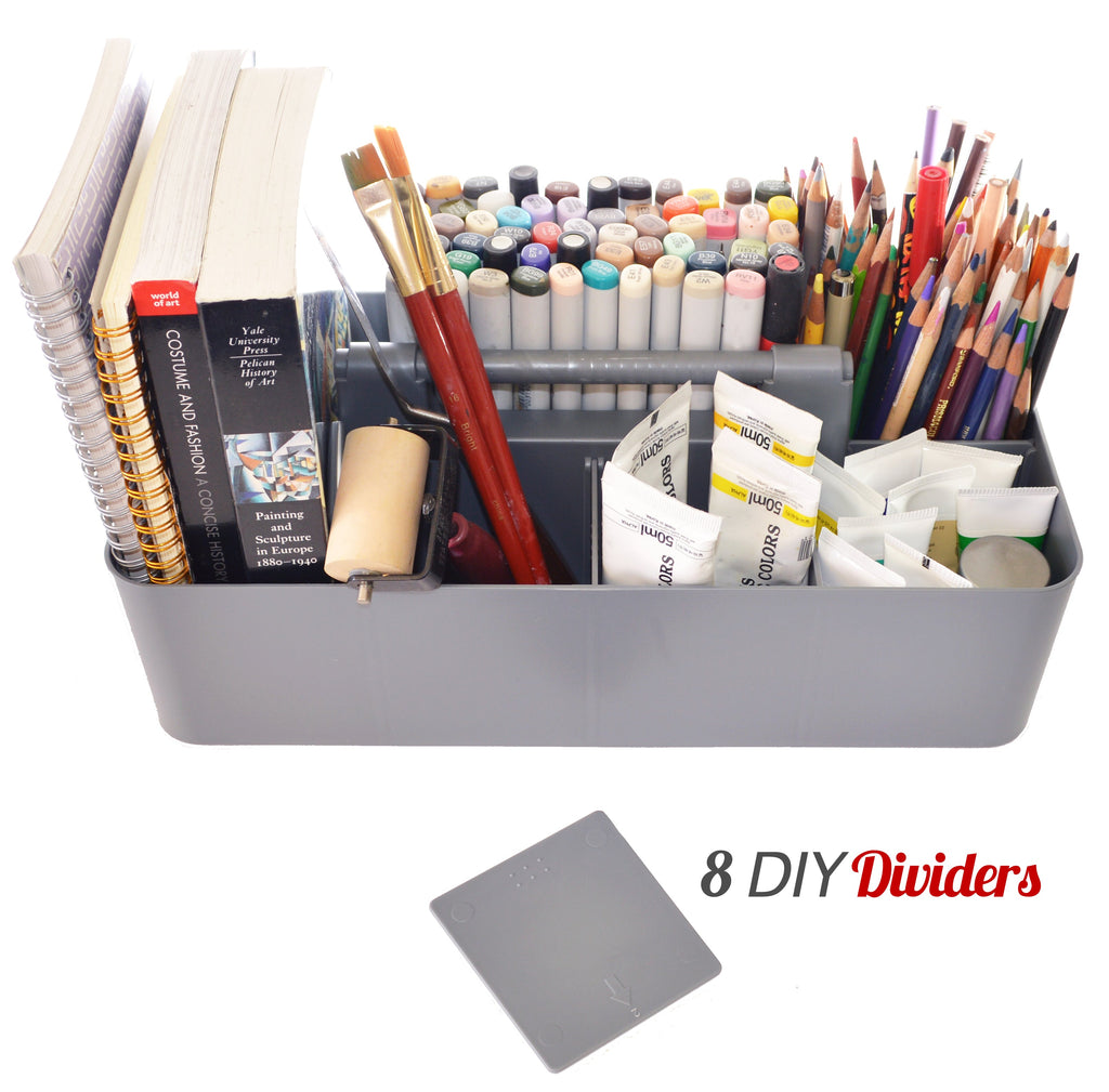 Enjoy Organizer -Portable Caddy Organizer -2 Stackable Plastic Caddy with Handle | Desk, Makeup, Dorm Caddy, Classroom Art Organizers (Made In Usa)