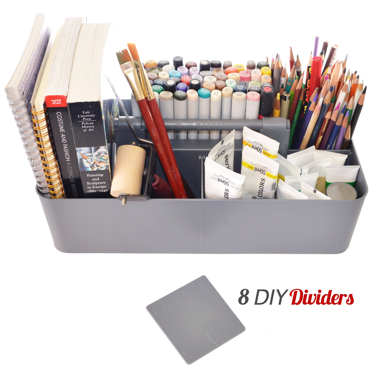 Enjoy Organizer -Portable Caddy Organizer -2 Stackable Plastic Caddy with Handle | Desk, Makeup, Dorm Caddy, Classroom Art Organizers (Made In Usa)