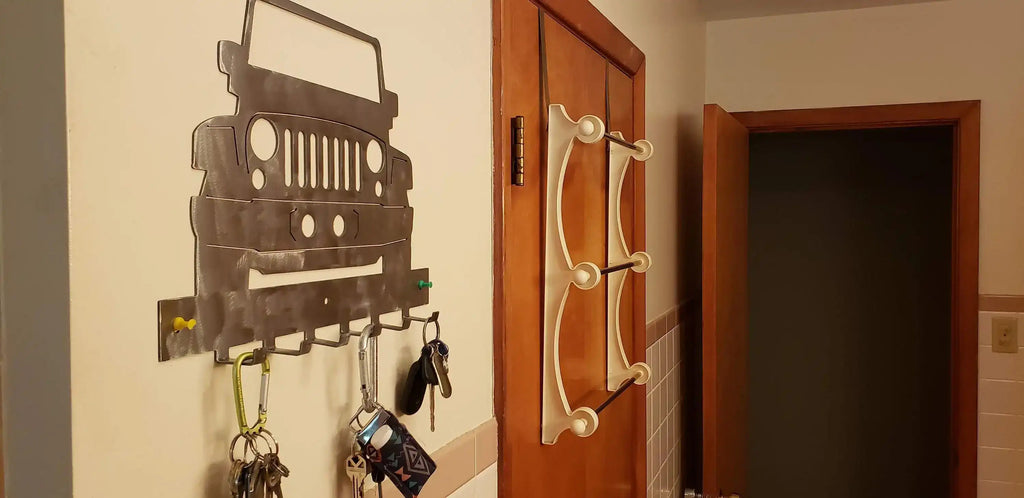 Jeep JK Key Hanger – Full Front End Steel Wall Mounted Key Rack – Wrangler JK Organizer 12"x10" Garage Entryway Man Cave Decor