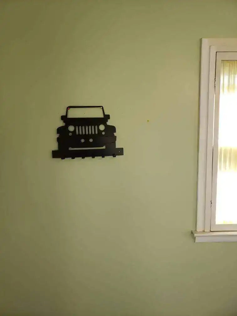 Jeep JK Key Hanger – Full Front End Steel Wall Mounted Key Rack – Wrangler JK Organizer 12"x10" Garage Entryway Man Cave Decor