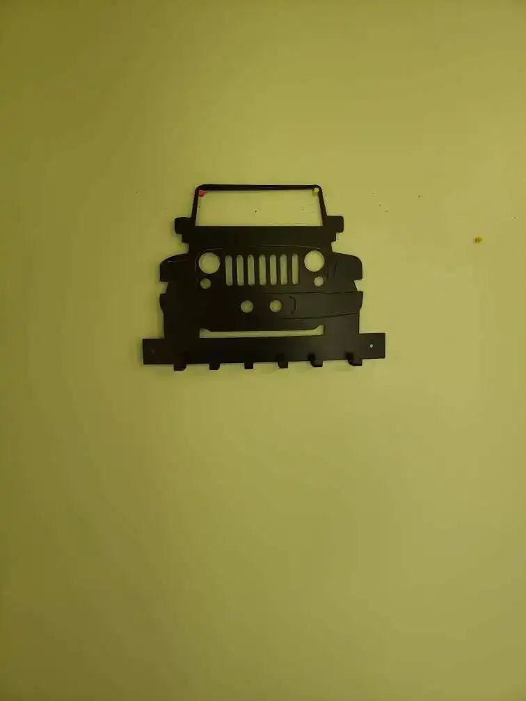 Jeep JK Key Hanger – Full Front End Steel Wall Mounted Key Rack – Wrangler JK Organizer 12"x10" Garage Entryway Man Cave Decor