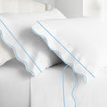 400TC Cotton Scallop Embroidery & Border Sateen Solid Sheet Set