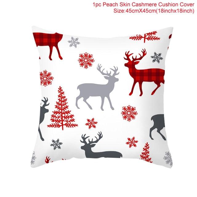 Christmas Pillowcase Merry Christmas Decor For Home Red Green Christmas Pillow Covers Vintage Red Xmas Tree Rustic Home Decorative Cushion Cover 45x45cm Ornament Navidad Gifts New Year 2022