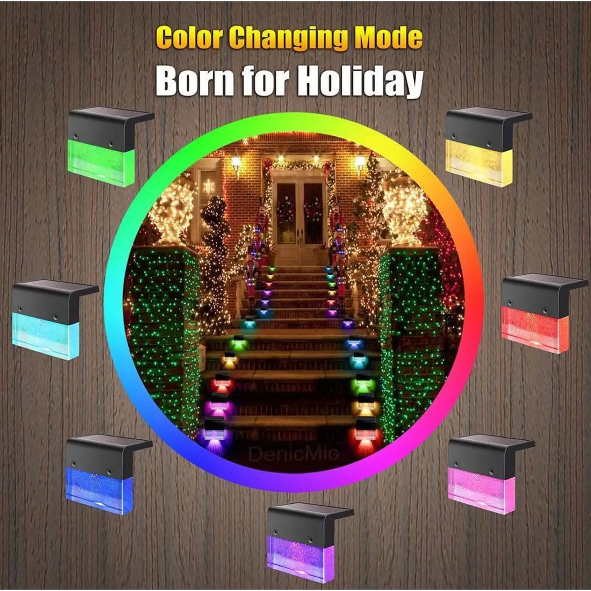 RGB LED Solar Fence Light - Waterproof Step Light for Outdoor